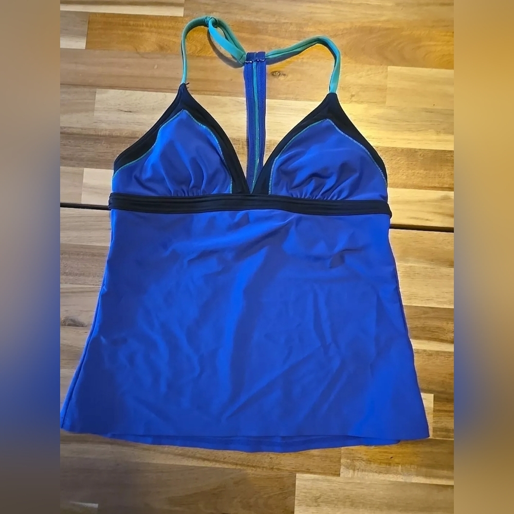 PrAna Bluish Purple And Black T Back Tankini Swim Top